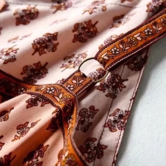 Pink & Maroon Floral Ornate Bohemian Gypsy Button Front Tank Summer Casual Dress - Picture 15 of 16